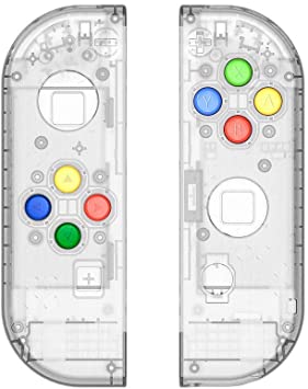 eXtremeBee NS Joycon Handheld Controller Housing with Colored Buttons, DIY Replacement Shell Case for Nintendo Switch Joy-Con (L/R) Without Electronics (Clear)