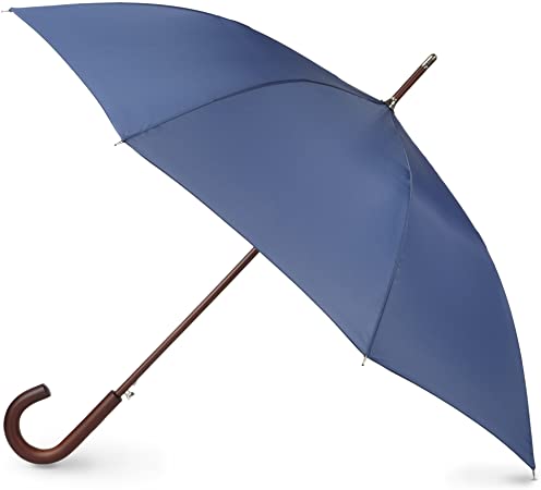 Totes Auto Open Wood Stick Umbrella, Steele Blue, One Size