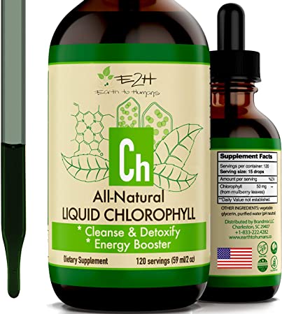 Chlorophyll Liquid Drops - 100% All-Natural Concentrate – Energy Booster, Digestion and Immune System Supports, Internal Deodorant - Highly Absorbent Liquid Formula - 120 Servings