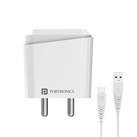 Portronics Adapto 40 C 18W Quick Charge Mobile Charger with Smart Protection Chip, 1M Type C Charging Cable(White)