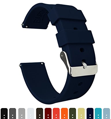 BARTON Quick Release Watch Bands - Choice of Colors & Widths - 16mm, 18mm, 20mm or 22mm - Soft Silicone Rubber