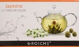 GROSCHE Hand made premium 12 blooming tea variety pack Green and white Jasmine teas For Use with any Glass Teapot