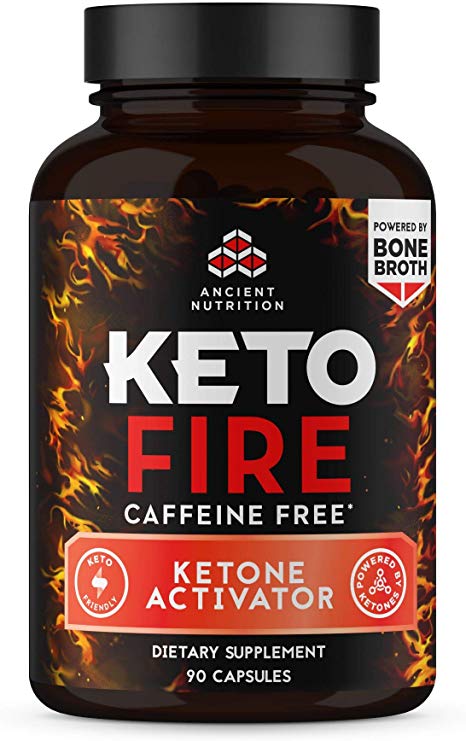 Ancient Nutrition KetoFIRE Capsules, Keto Supplement with BHB Salts as Exogenous Ketones, MCTs from Coconut, Electrolytes and Caffeine, Ketone Activator, 90 Count