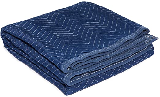Moving Storage Packing Blanket - Super Size 40" x 74" Professional Quilted Shipping Movers Furniture Pad (1, Blue)