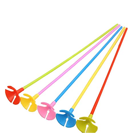 16 inch Color Handheld Balloon Stick Red Yellow Blue Green Pink-50 Count