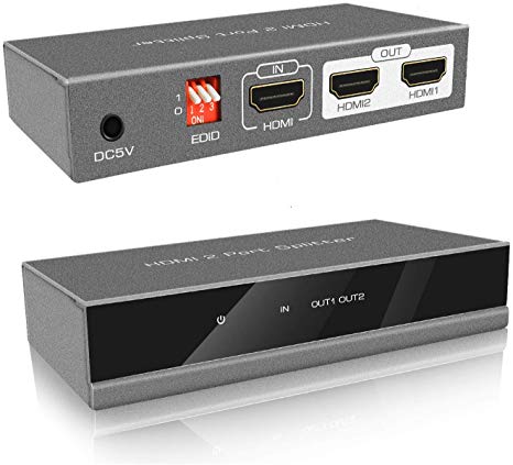HDMI Splitter 1X2 HDMI1.4 1 In 2 Out Video HDMI Switcher Splitter UHD HDCP 4K@30HZ 3D EDID For LED Smart TV Box PS4 Xbox Projector Amplifier with Power Adapter (1X2)