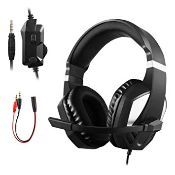 JAMSWALL PS4 Gaming Headset, 3.5mm Over Ear Stereo Gaming Headset for Xbox one, Play station4, Nintendo Switch Games, PC, Noise Cancelling Headphone with mic and Volume Control,Bass Surround