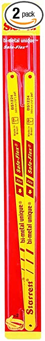 Starrett KBS1224-2 Bi-Metal Unique High Speed Steel Safe-Flex Hacksaw Frame Blade, 0.025" Thick, 24 TPI, 12" Length x 1/2" Width (Pack of 2)