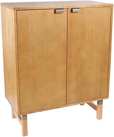 Amazon Brand – Rivet Mid-Century Modern Pine Bar Cabinet, 31.5"W, Brown