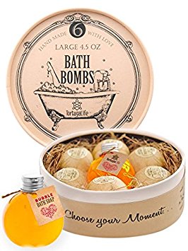 Bath Bombs Lush Gift Set with Bubble Bath Soap-6 Large Bath Fizzies-Perfect Christmas Gift for Her By Tortuga Life
