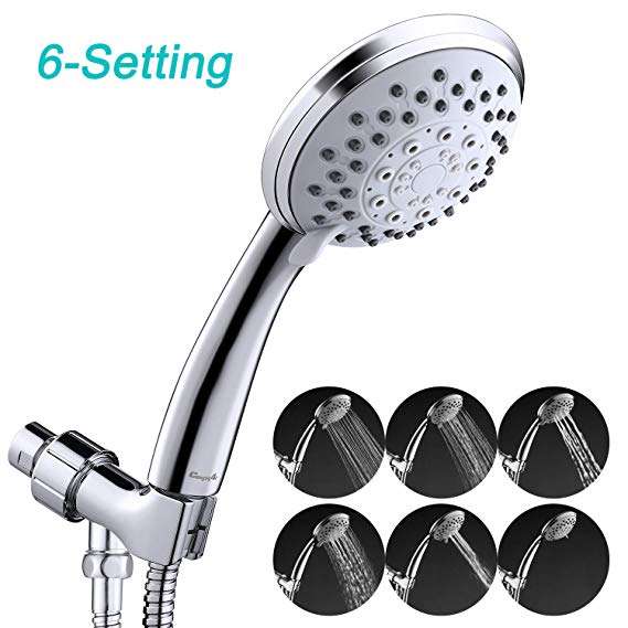 Shower Head,Handheld Shower Head, 6 Functions High Pressure Rainfall Shower Head Leakproof Filtered Shower Head with Hose and Adjustable Bracket, Stylish and Durable (silvery)