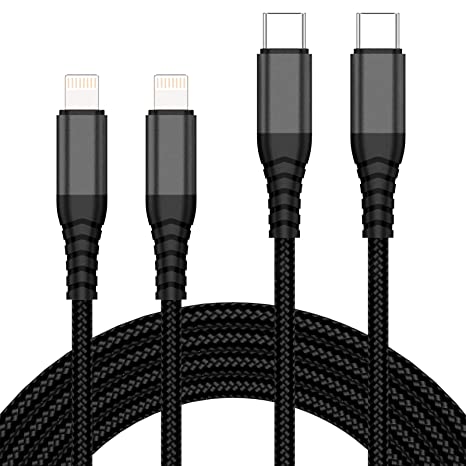 USB C Lightning Cable, 6FT 9FT [Apple MFi Certified] 20W iPhone Fast Cord Nylon Braided USB C Charging Cord Compatible with iPhone 13/13Mini/13ProMax/12/12Pro Max/11/11Pro MAX/XS Max - Black