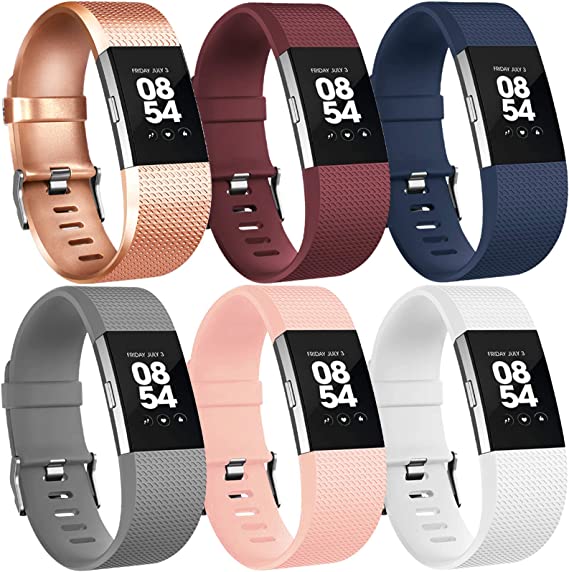 Vancle [6-Pack] Compatible for Fitbit Charge 2 Strap, Adjustable Replacement Strap with Aluminum Alloy Buckle for Fitbit Charge 2