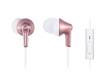 PANASONIC ErgoFit Earbud Headphones with Microphone and Call Controller Compatible with iPhone, Android and BlackBerry - RP-TCM125-N - in-Ear (Rose Gold)