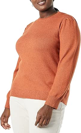 Amazon Essentials Women's Soft Touch Pleated Shoulder Crewneck Sweater