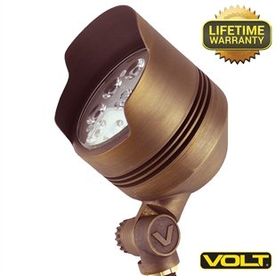 VOLT 105-LED-25 Infiniti 12V Spot Light Cast Brass Bronze Finish 9W Integrated LED 25 Lead-Wire 10 Ground Stake