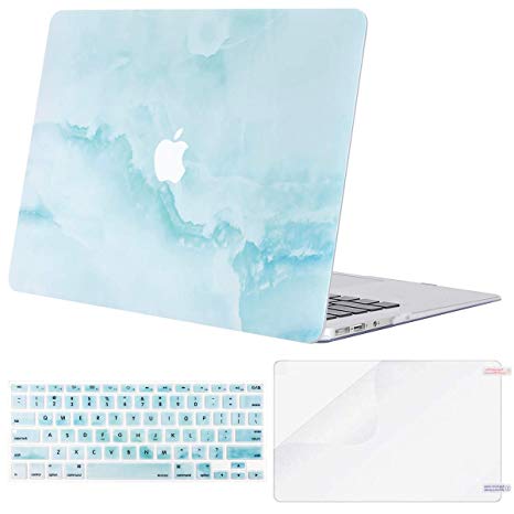 MOSISO MacBook Air 13 inch Case (A1369 & A1466, Older Version 2010-2017 Release), Plastic Pattern Hard Case&Keyboard Cover&Screen Protector Only Compatible with MacBook Air 13, Hot Blue Cloud Marble