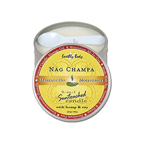 Earthly Body Suntouched Hemp and Soy 3 In 1 Massage Candle, Nag Champa, 4.7 Ounce