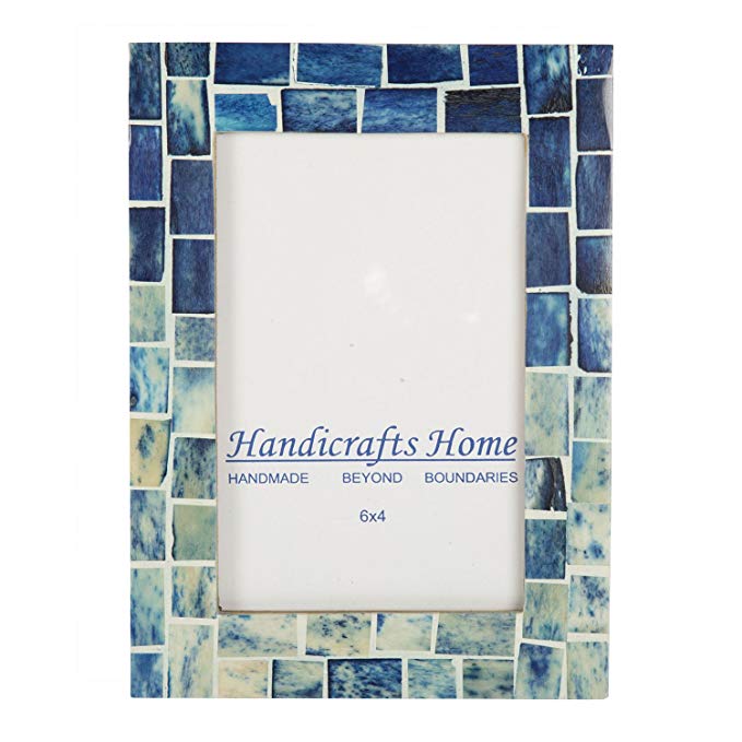 Indigo Mosaic Photo Frame Bone Handmade Picture Frames from Hanidcrafts Home Size 4x6x1