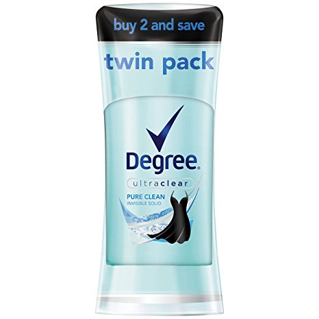 Degree Women Antiperspirant Deodorant Stick, Pure Clean 2.6 oz, Twin Pack