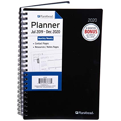 PlanAhead 2019-2020 Academic Planner- Daily, Weekly and Monthly Agenda - Medium 18 Month Planner 5.875 x 8.125 (Assorted Colors)