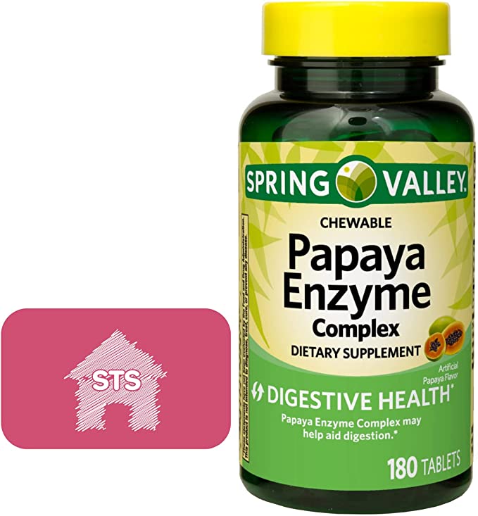 Spring Valley Papaya Enzyme Complex Chewable, 180 Count   STS Sticker.