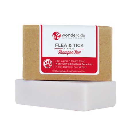 Natural Flea and Tick Shampoo Bar for Dogs and Cats with Rich Lather  Kills and Repels Fleas  Soothes Itching Scratching Dryness Dandruff and Damaged Skin  43oz Eco-Friendly Bar with No Plastic Waste