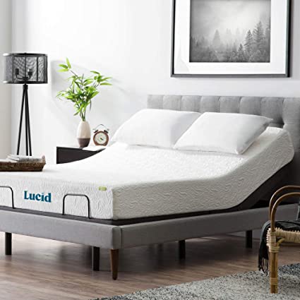 LUCID L300 Adjustable Bed Base - 5 Minute Assembly - Dual USB Charging Stations - Head and Foot Incline - Wireless Remote Control - Upholstered - Ergonomic - Twin XL - Charcoal