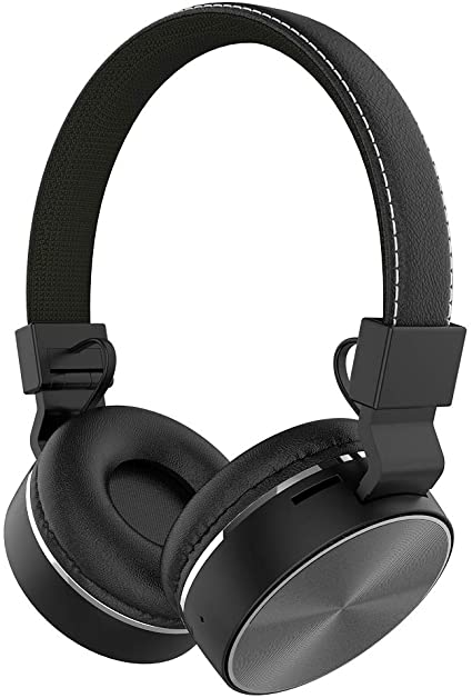 WEILIGU Headphones with Microphone and Volume Control Folding Light Weight Bluetooth Headsets for iPad iPhone iPod Tablets Smartphones Black