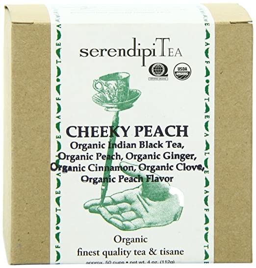 SerendipiTea Cheeky Peach, Organic Peach, Cinnamon, Clove, Ginger & Indian Black Tea, 4 Ounce Box