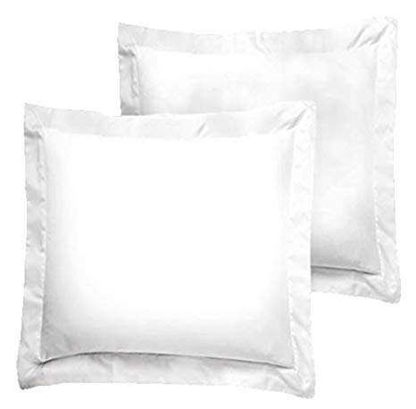 Luxury Egyptian Cotton 300 Thread Count 2-Piece Euro Pillow Sham Set 18 x 18 Inch- White