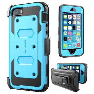 iPhone SE Case, [Armorbox] i-Blason built in [Screen Protector] [Full body] [Heavy Duty Protection ]/Holster/Bumper Case for Apple iPhone SE 2016 Release/Compatible with iPhone 5S/5 (Blue)