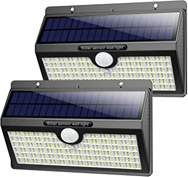 Pxwaxpy Solar Lights Outdoor 【286 LED & 2600 Lumen】 Upgraded Solar Motion Sensor Security Light with 3 Lighting Modes, 2500mAh Solar Powered Wireless Waterproof Wall Lights for Outside (2 Pack)