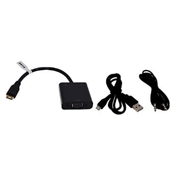 ZAMO Active Mini HDMI to VGA M/F Adapter w 3FT 3.5mm Stereo cable in Black - Supports Audio--Specially for connect tablet with mini HDMI output to VGA projector