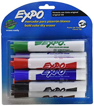 EXPO Original Dry Erase Markers, Chisel Tip, Assorted Colors, 8-Count