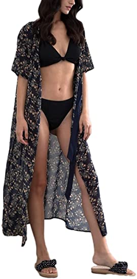 Bsubseach Women's Sexy Fashion Loose Bikini Swimwear Cover Up Long Kimono Cardigan