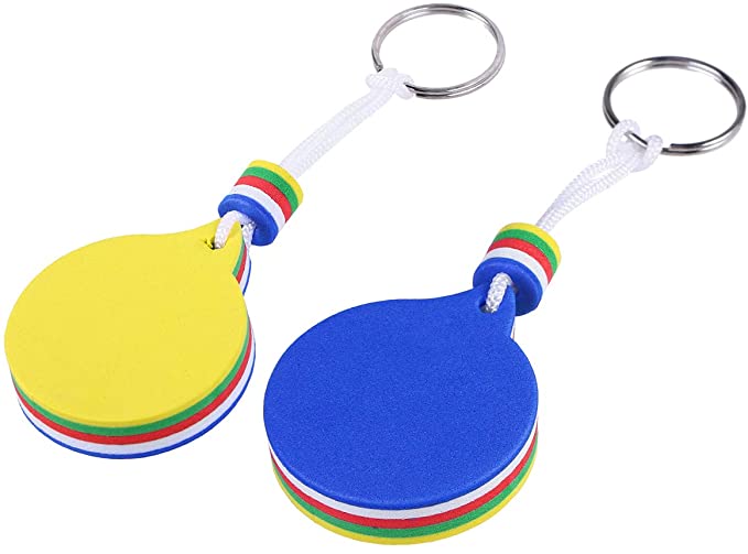 Vosarea 2pcs Floating Key Chains for Boats EVA Circle Floating Keychain Key Rings Floating Key Holder for Boat Water Sports