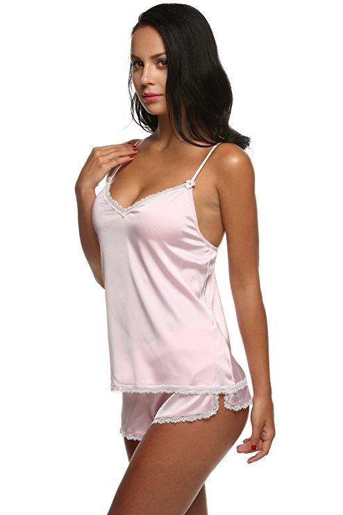 Ekouaer Womens Sleepwear Satin Pajama Cami Set Sexy Nightwear XS-XL