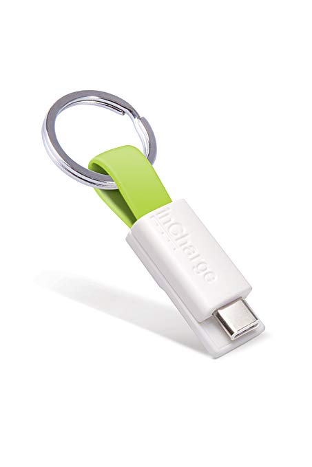 The inCharge Ultra Portable Mini Charging Keychain Cable USB to USB-C 12mm Thick Version (Green)