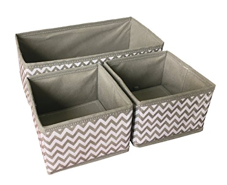 Sodynee Foldable Cloth Storage Box Drawer Closet Dresser Organizer Cube Basket Bins Containers Divider for Underwear, Bras, Socks, Ties, Scarves, 3 Pack