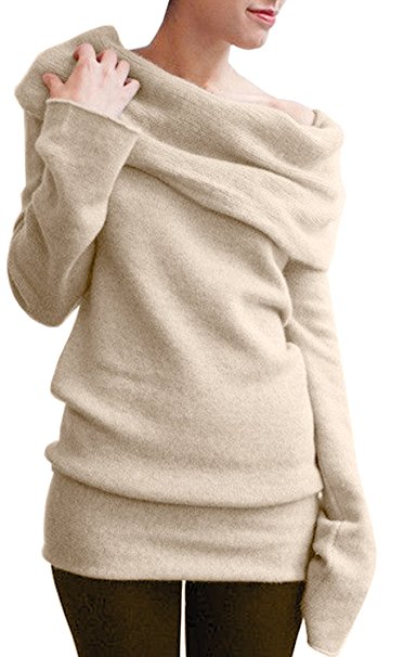 Merryfun Women's Spring Off-shoulder Pullover Sweater Bottoming Shirt