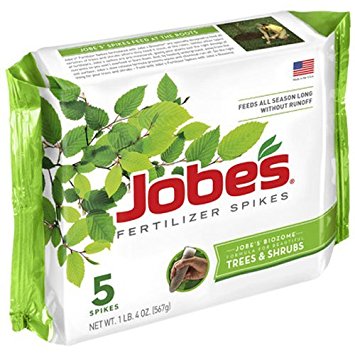 Jobe’s Tree Fertilizer Spikes, 16-4-4 Time Release Fertilizer for All Shrubs & Trees, 5 Spikes per Package