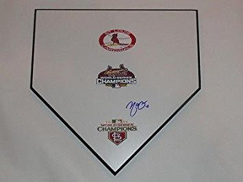 Yadier Molina Signed Home Plate St. Louis Cardinals World Series Rare Jsa Coa - MLB Game Used Bases