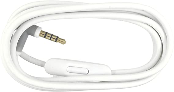 Replacement Audio Cable Cord Wire with In-line Microphone and Control For Beats by Dr Dre Headphones Solo/Studio/Pro/Detox/Wireless/Mixr/Executive/Pill (White)