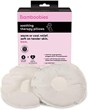 Bamboobies Nursing Therapy Pillow for Breastfeeding, 2 Count, Soothing Heating Pad or Cold Compress, Natural, OS