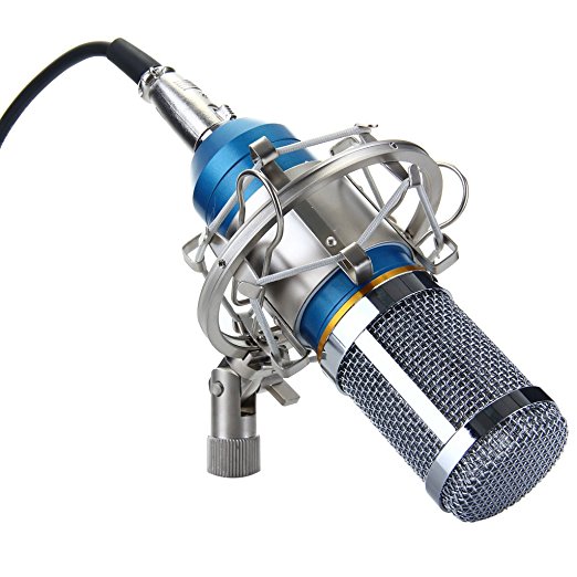 Excelvan BM-800 Condenser Microphone Sound Recording Dynamic   Mic Shock Mount, Ideal for Radio Broadcasting, Voice-Over and Recording Studio