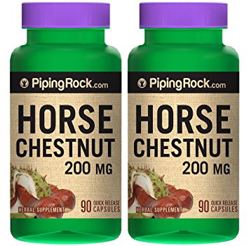 Piping Rock Horse Chestnut Standardized Extract 200 mg 2 Bottles x 90 Quick Release Capsules Herbal Supplement