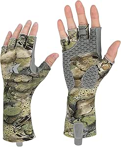 KastKing San Rafael Fishing Gloves, UPF 50 Sun Protection 1/2 Fingerless Gloves Quick-Dry, Extended Cuff UV Protection Gloves for Outdoor, Kayaking, Rowing, Paddling, Canoeing, Hunting