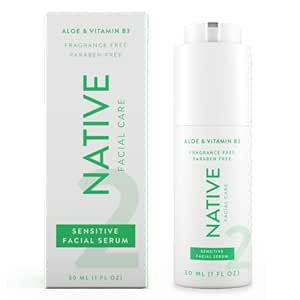 Native Sensitive Facial Serum Contains Naturally Derived Ingredients | Hydrating Serum with Aloe and Vitamin B3, Revitalize and Repair Your Skin, Fragrance-Free, 30ml, 1 fl oz