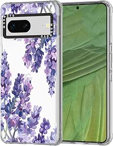 MOSNOVO Case for Google Pixel 7, [Buffertech 6.6ft Military-Grade Drop Protection] [Anti Peel Off Tech] Clear TPU Bumper Phone Case Cover Design - Lavender